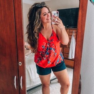 Floral blousey wrap tank